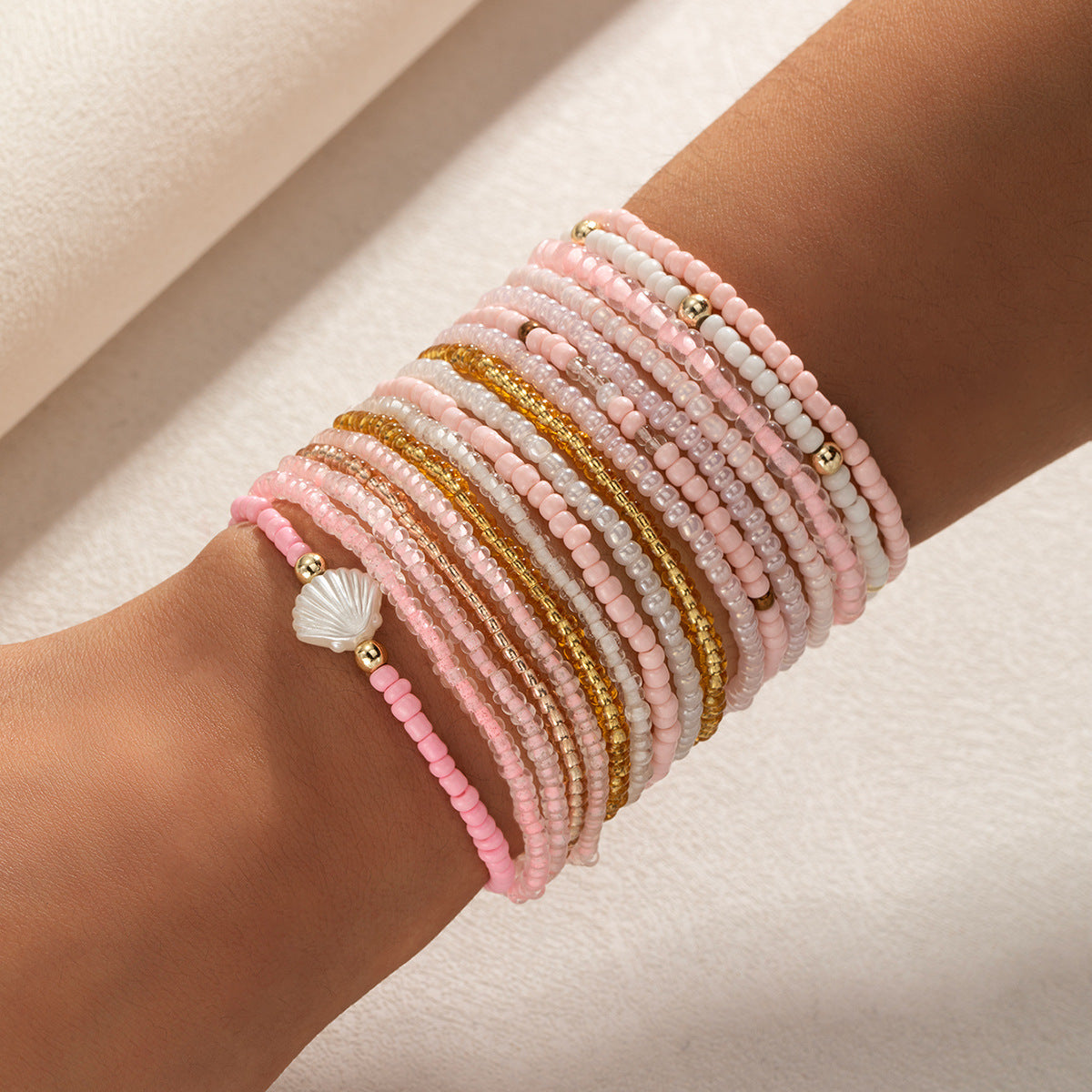 Wholesale  Resin Scallop Multicolor Rice Beads Set