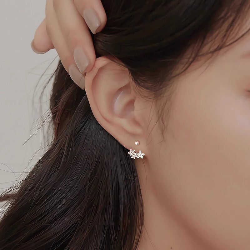 Wholesale 925 Sterling Silver Flower Ear Studs  Three Flower Earrings