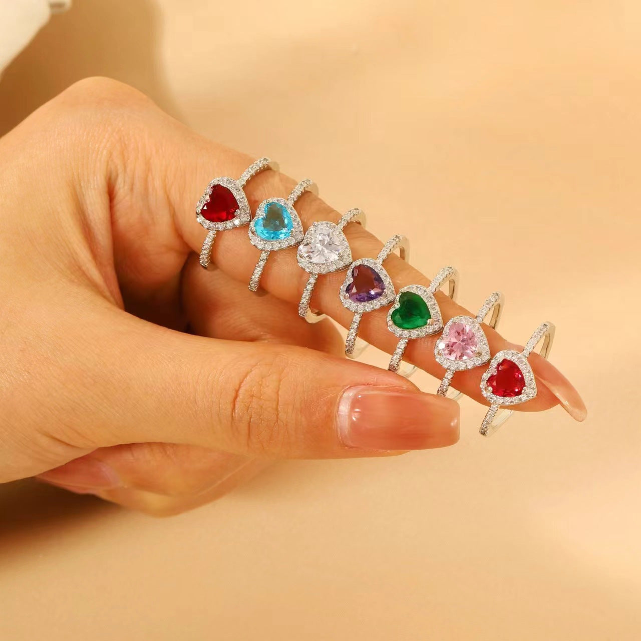 Wholesale color love zircon diamond ring