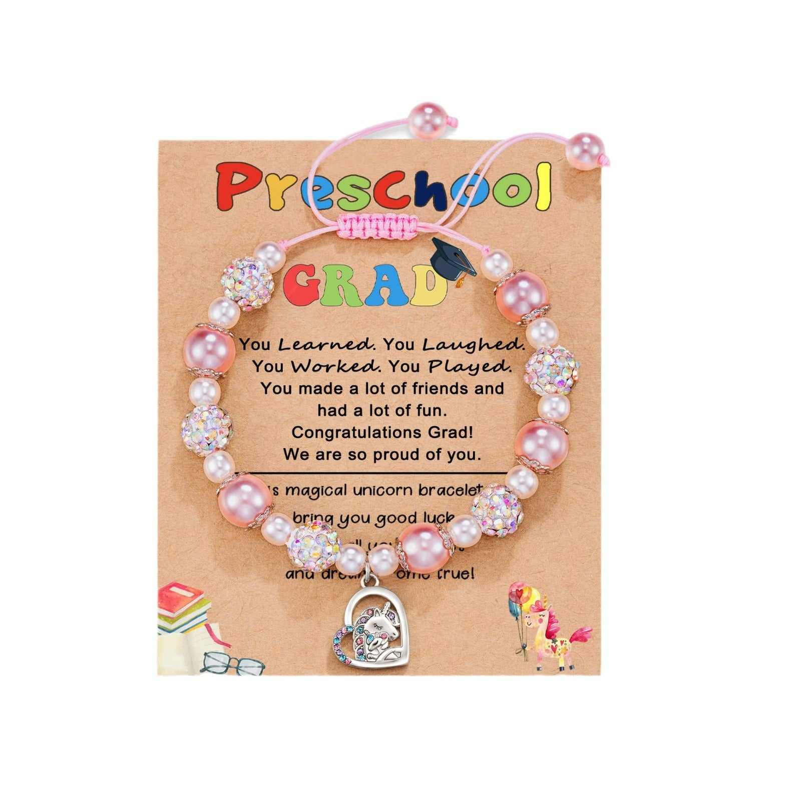 Wholesale  Pearl Woven  Alloy Love Unicorn Bracelet