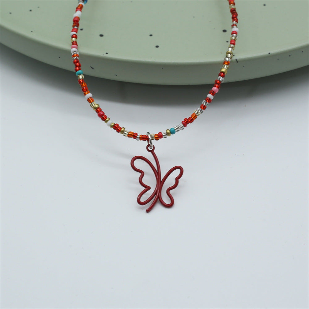 Wholesale  Light Luxury  Alloy Hollow Butterfly Pendant Necklace