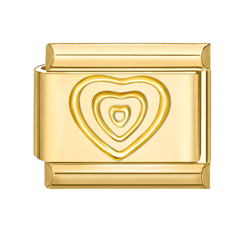 Wholesale Stainless Steel DIY Heart Shaped Bracelet Charms Electroplated Gold Colorful Love Theme Jewelry Making Accessories