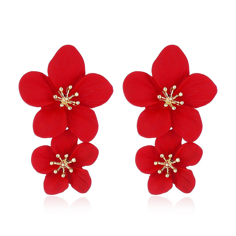 Wholesale  Fresh Flower Earrings Women's Bohemian Double-layer Long earring