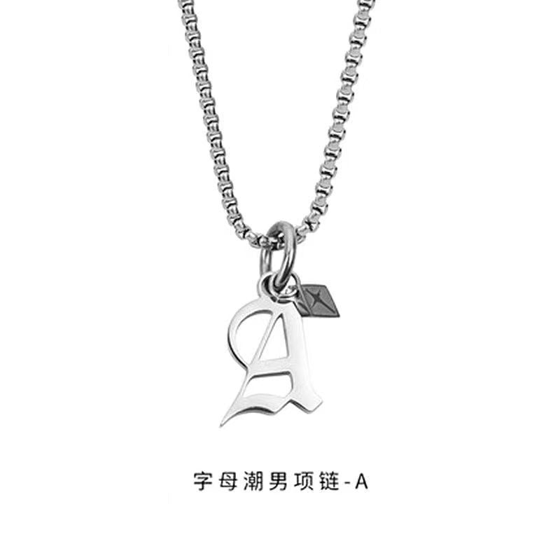 Wholesale Men's 26 Alphabet Titanium Steel Necklace