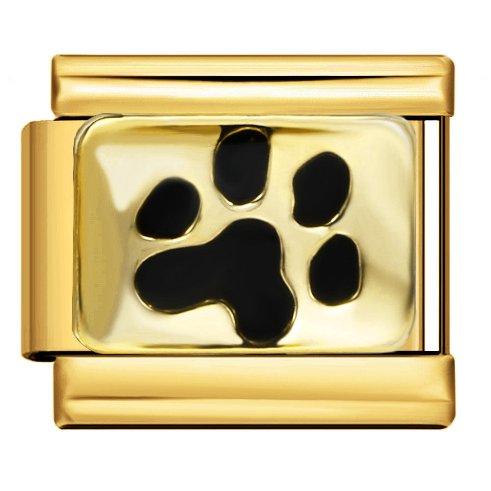 Wholesale   Italian Charm Bracelet 9mm DIY gold-plated oil-spliced Creative Stainless Steel Composable Bracelet