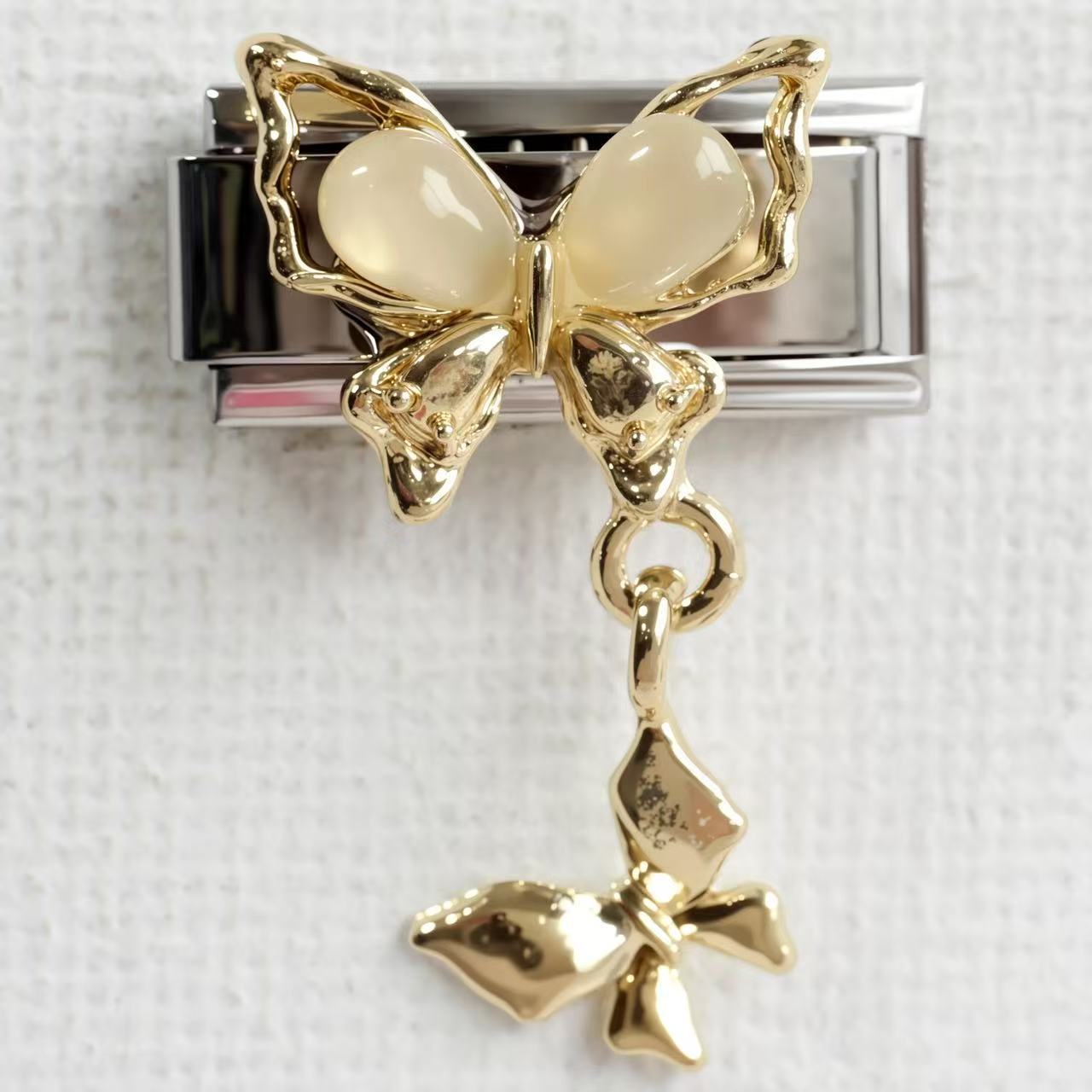 Wholesale 5pcs/pack Makeup &  Accessories Enamel Italian Charms Single Section Creative Stainless Steel Composable Bracelet