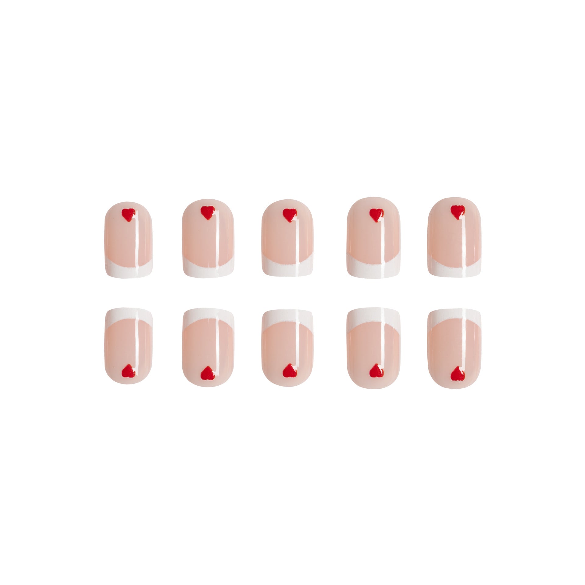 Wholesale 24 Pieces/box Valentine's Day Short Glossy White Border Love Manicure Press-on Nails Kits Nail Stickers ACC-NS-GuaiXL062