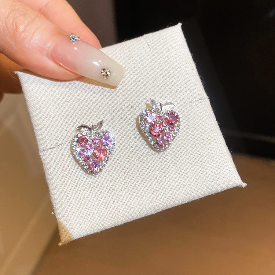 Wholesale Rhinestone Strawberry Korean Style Sweet and Luxurious Earrings