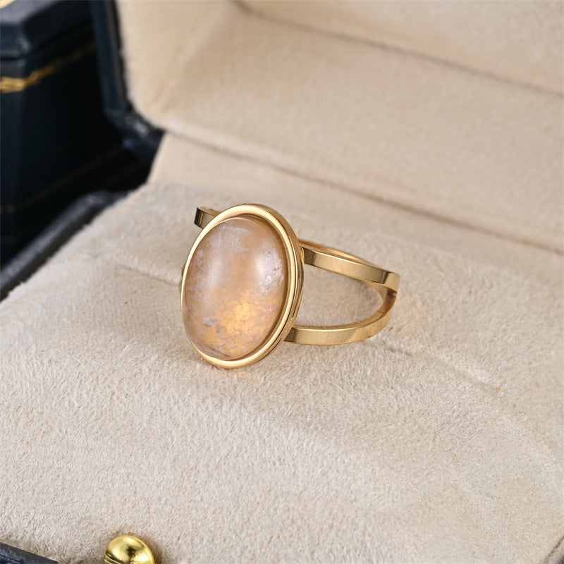 Wholesale Stainless steel natural cut stone ring