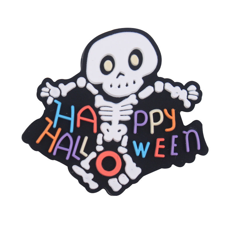 Wholesale 5pcs Cartoon Halloween Pumpkin Skull Silicone Focal Beads ACC-BDS-GuangTian034
