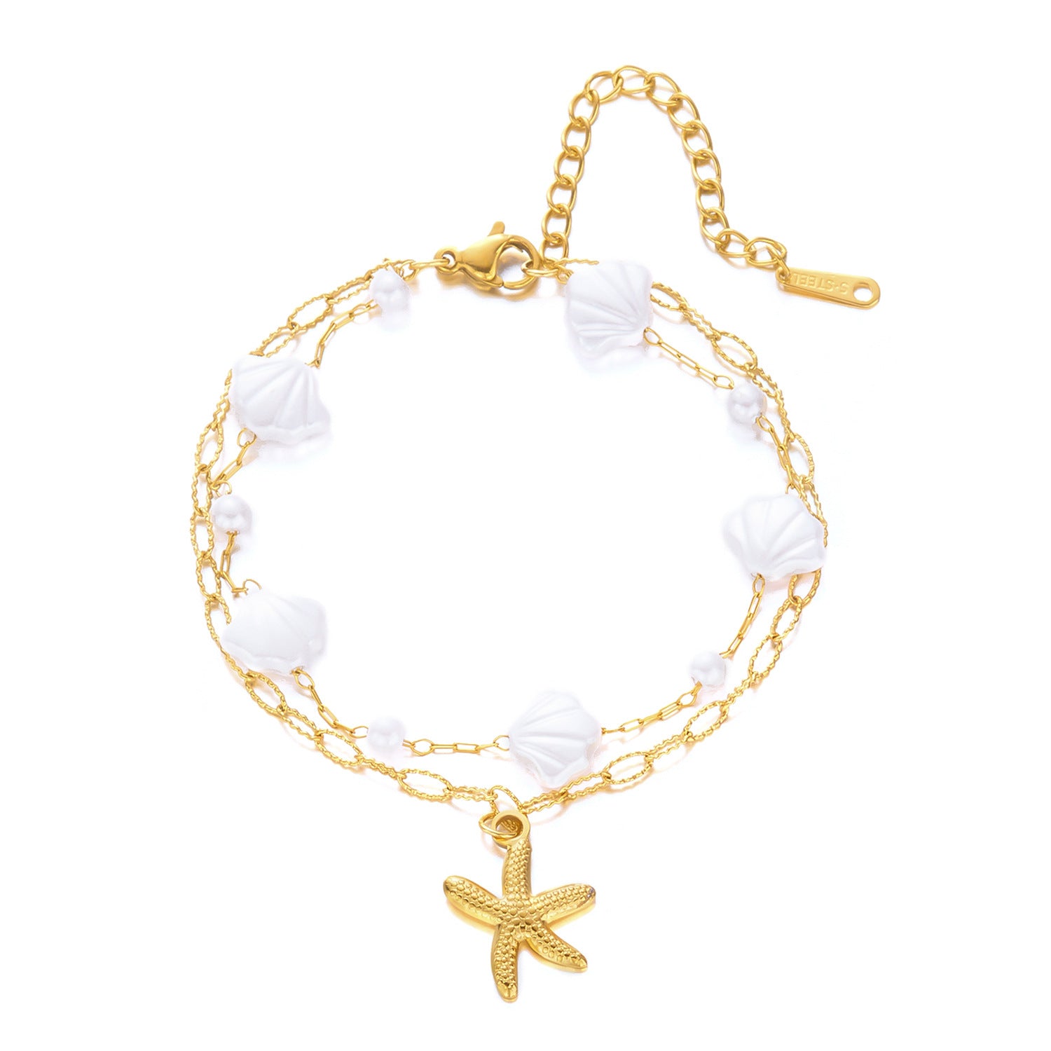 Wholesale  Marine Series Double-layer Starfish Necklace Bracelet suit