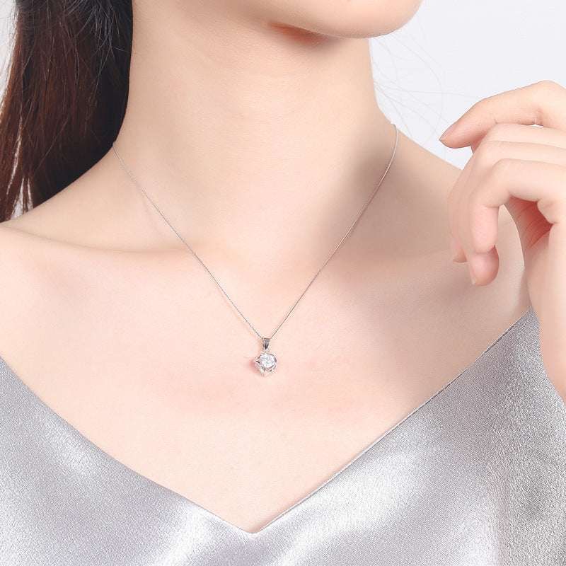 Wholesale S925 Sterling Silver Heart-shaped Rubik's Cube Necklace