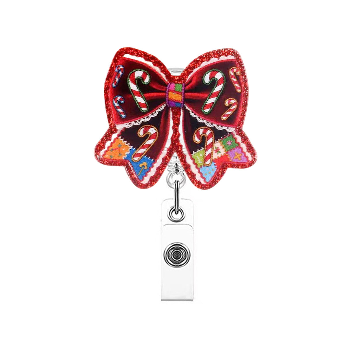 Wholesale Acrylic Badge Reels Christmas Medical Work ID Clip-on Badge with Retractable Buckle