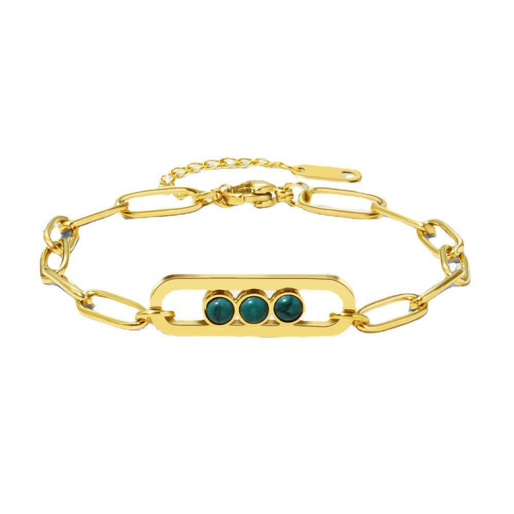 Wholesale Vintage Titanium Steel Bracelets Cuban Bracelet 18K Electroplating Light Luxury Bracelet ACC-BT-Mingl001