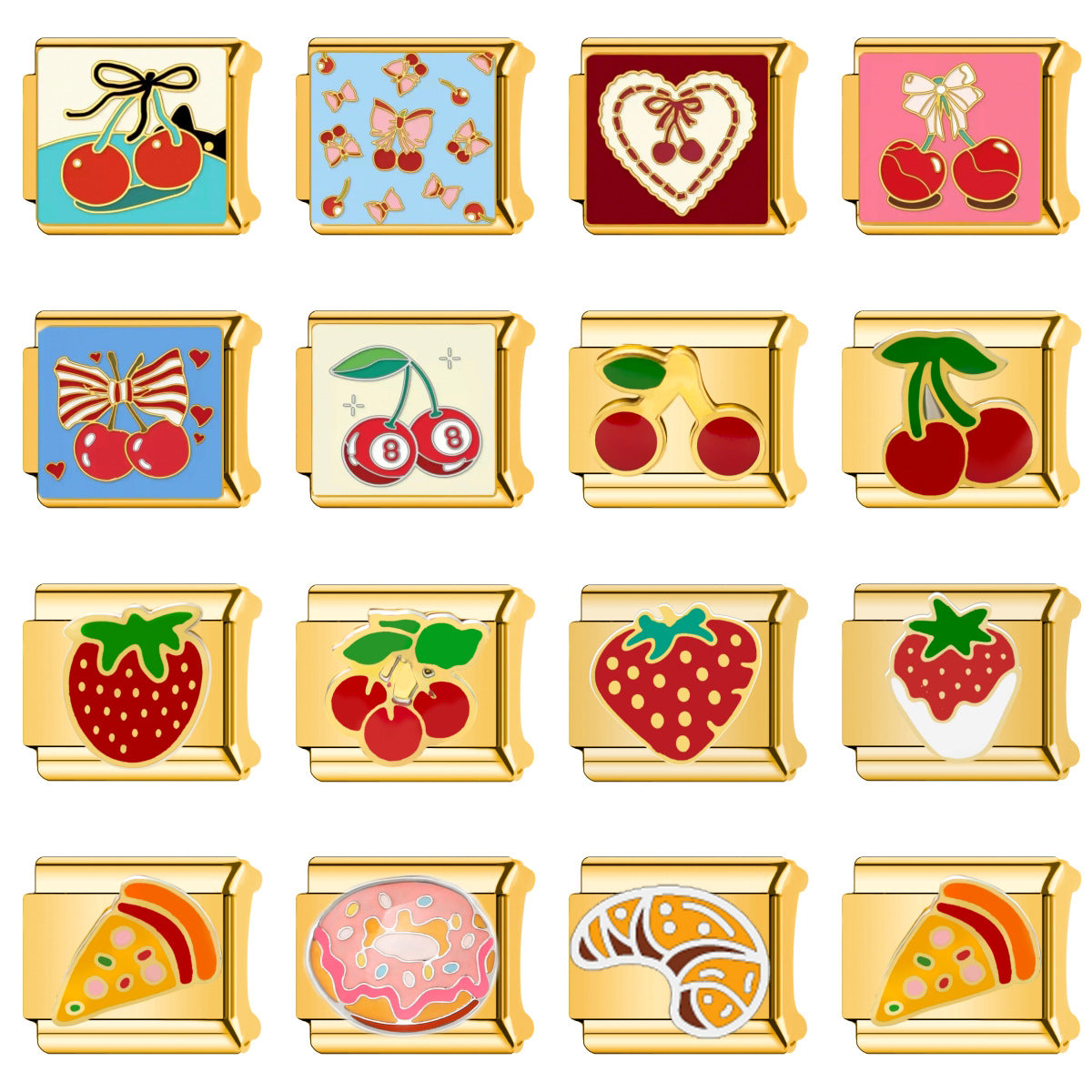 Wholesale Italian Charm Bracelet 9mm DIY  Fruit Cherry Creative Stainless Steel Composable Bracelet