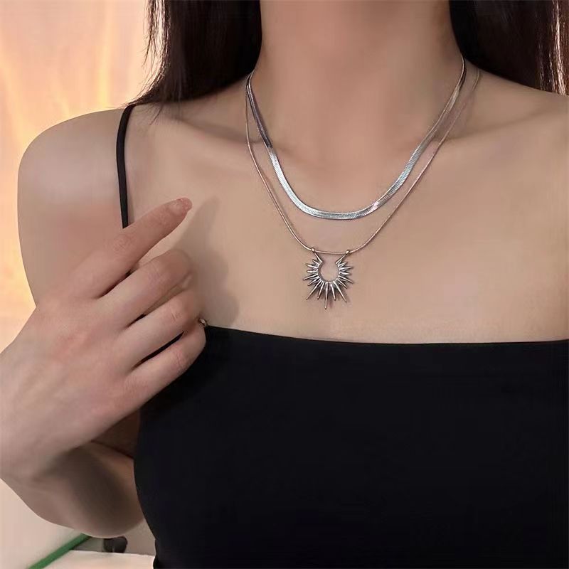 Wholesale Double Layer Sunflower Necklace Clavicle Chain Choker Necklace ACC-NE-kaye001