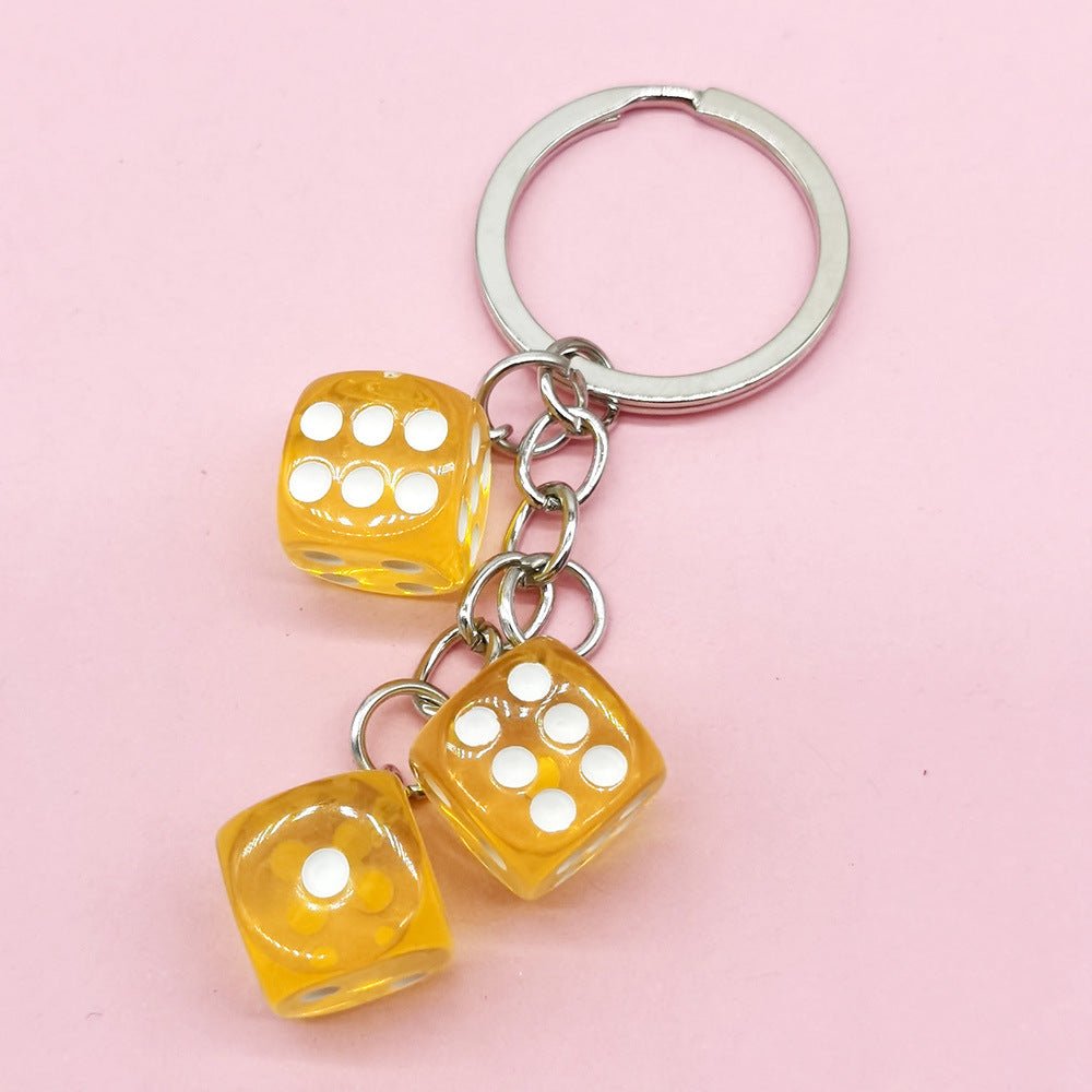 Wholesale Color Dice Keychain Pendant Resin Gift School Bag Pendant ACC-KC-DY003