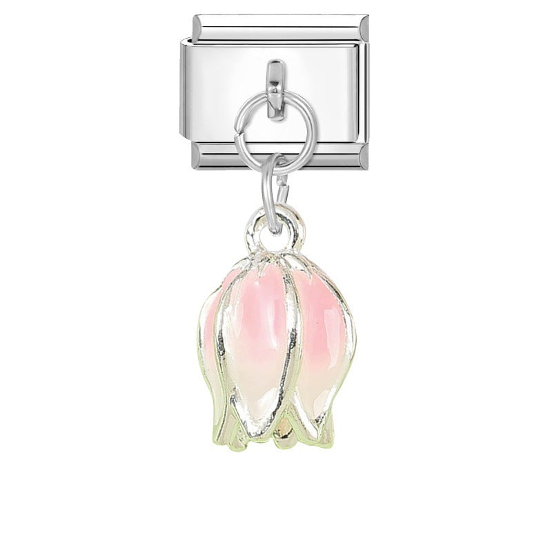 Wholesale 9mm Italian Charm Starter Bracelets DIY flower fish Single Section Creative Stainless Steel Composable Bracelet