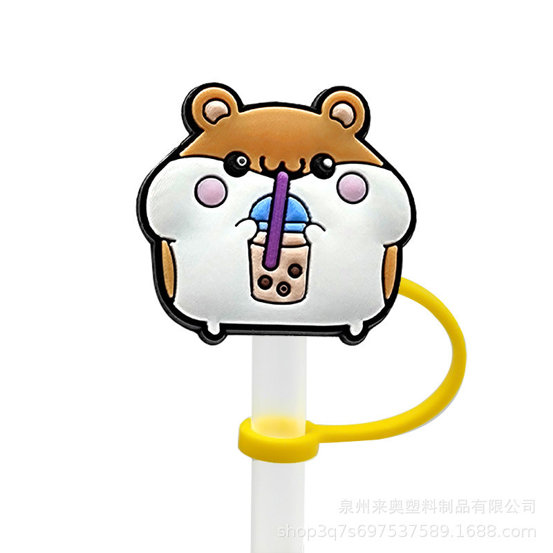 Wholesale 10PCS 7-8mm Cartoon Beverage Silicone Straw Tube Cap