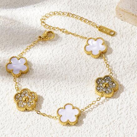 Wholesale Electroplated Stainless Steel Lucky Clover Bracelet - Modern Minimalist Fashion Accessory for Gift or Boutique Resale