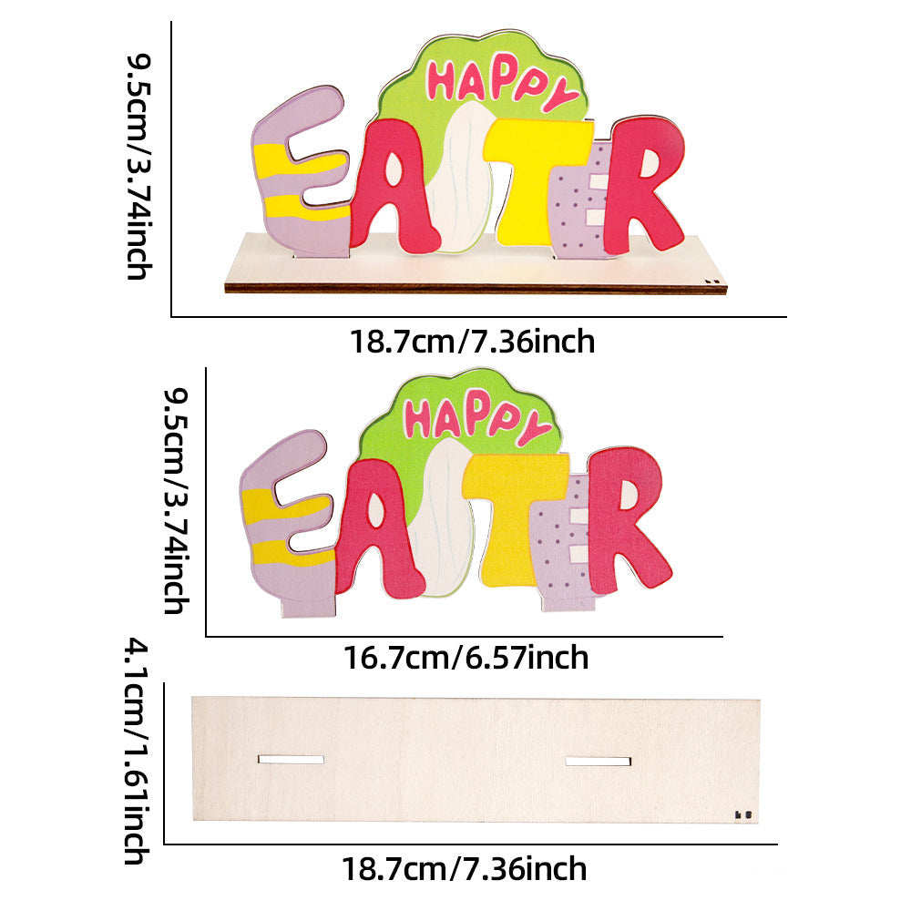 Wholesale Easter wooden crafts rabbit color egg wooden piece decoration