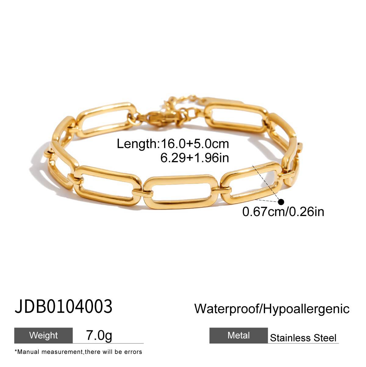 Wholesale  18K Gold Stainless Steel Paperclip Hollow Stainless Steel Bracelet