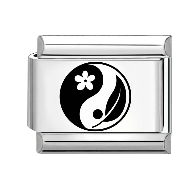 Wholesale 9mm Italian Charm Starter Bracelets DIY Black and white Creative Stainless Steel Composable Bracelet