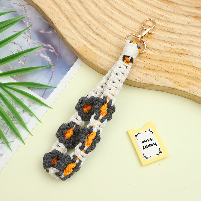 Wholesale Bohemian Handmade Woven Flower Wristband Small Daisy Keychain ACC-KC-ZhiYa035