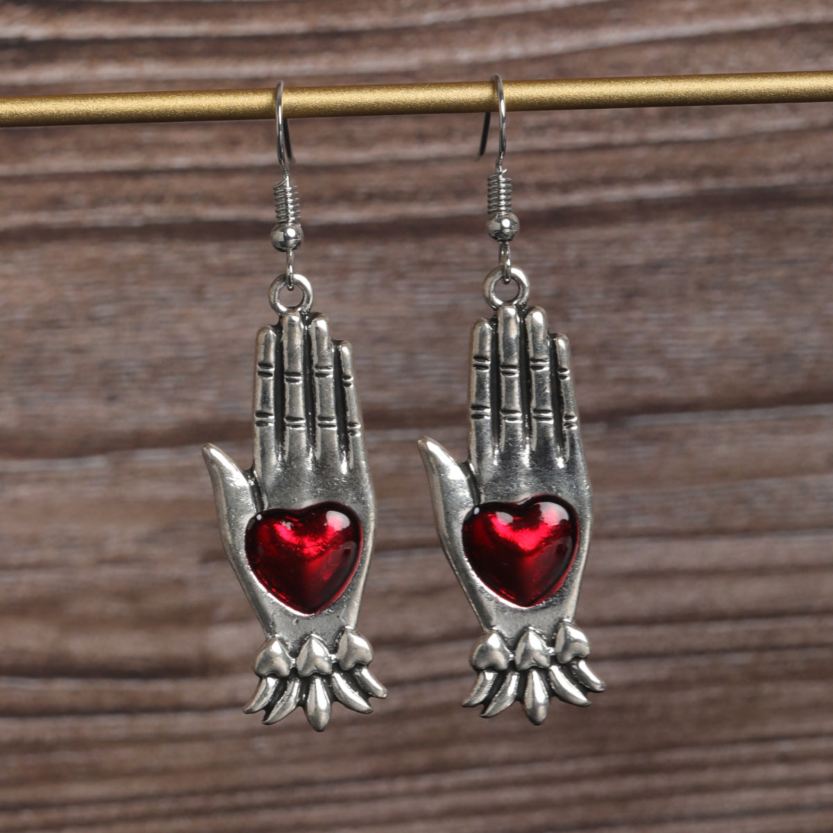 Wholesale Retro Dark Personality Gothic Style Love Wings Palm Pendant Alloy Earrings ACC-ES-JunJie006