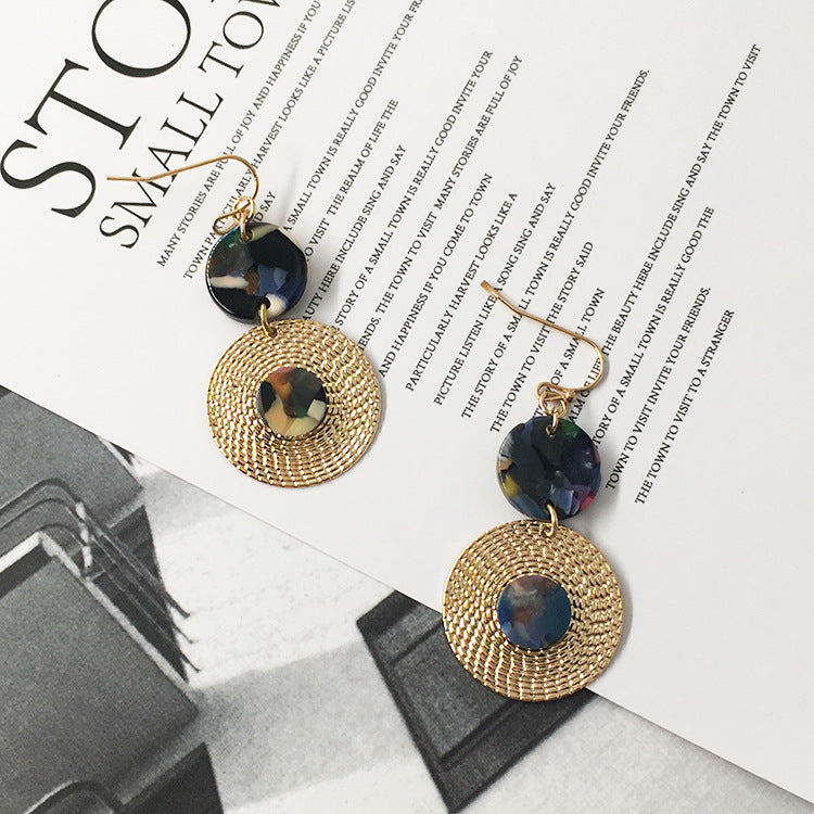 Wholesale Acid plate round retro earrings