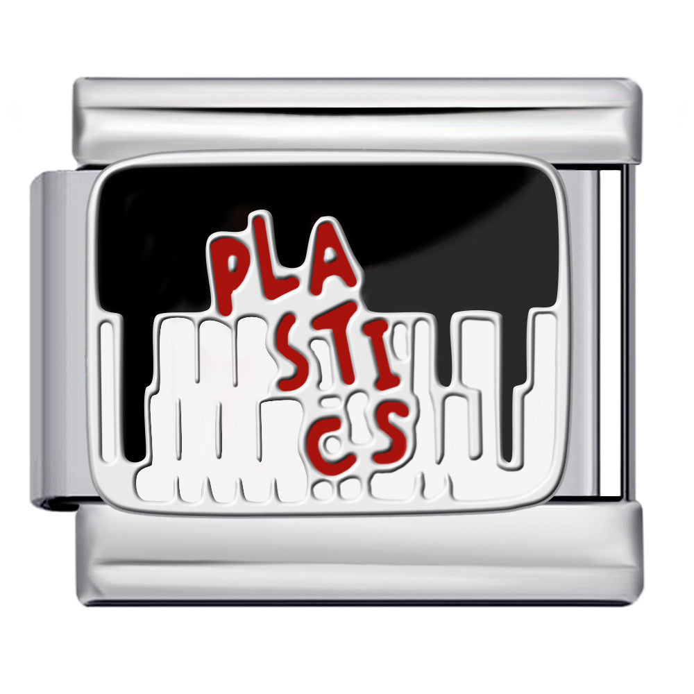 Wholesale 5pcs Italian Charm Bracelet 9mm DIY Splicing Black Pink Pattern Stainless Steel Composable Bracelet