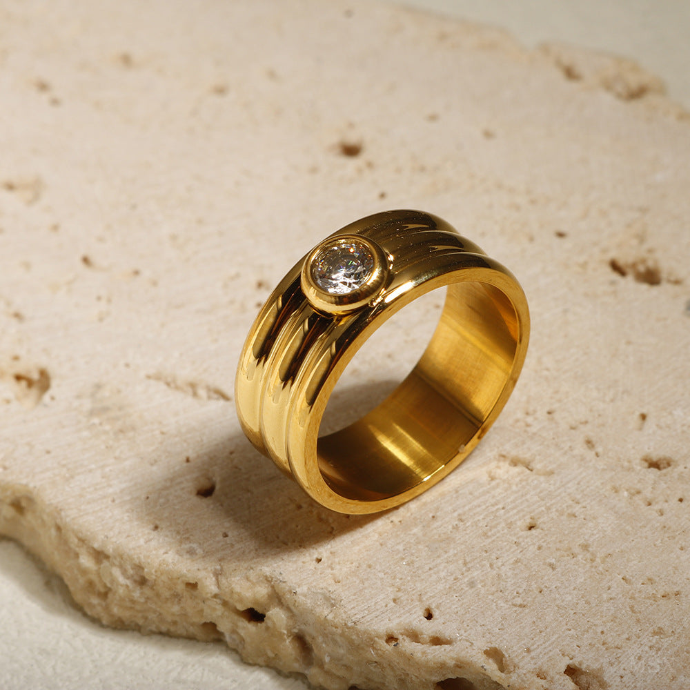 Wholesale Titanium steel zircon ring