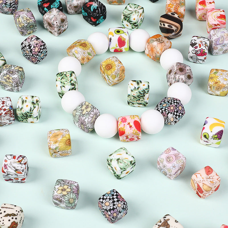 Wholesale Random 100pcs Cube Focal Beads DIY Bead Accessories