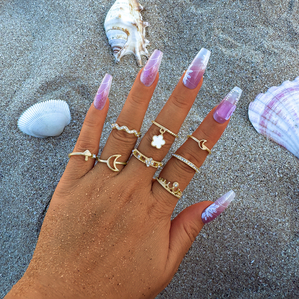 Wholesale Light Luxury Diamond Butterfly Heart Ring Set ACC-RS-YongGe010