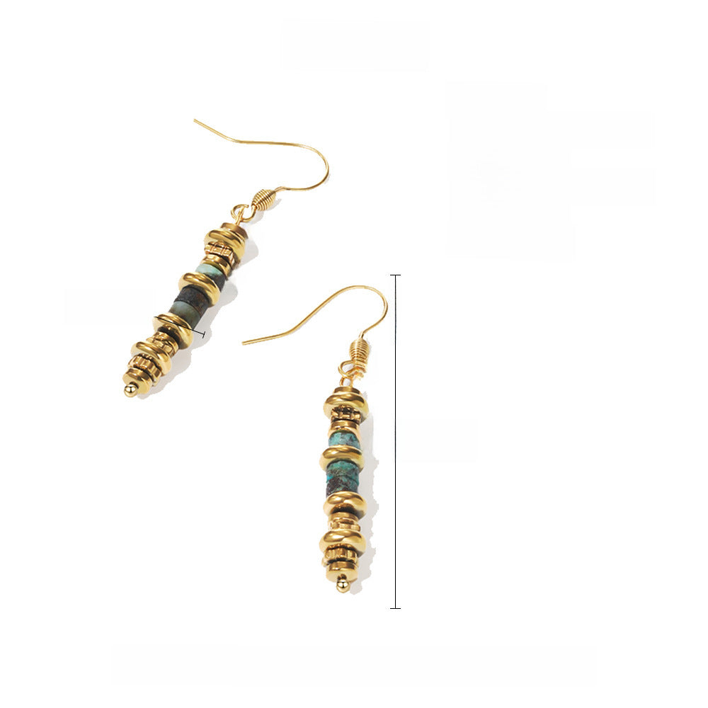 Wholesale retro titanium steel long earrings