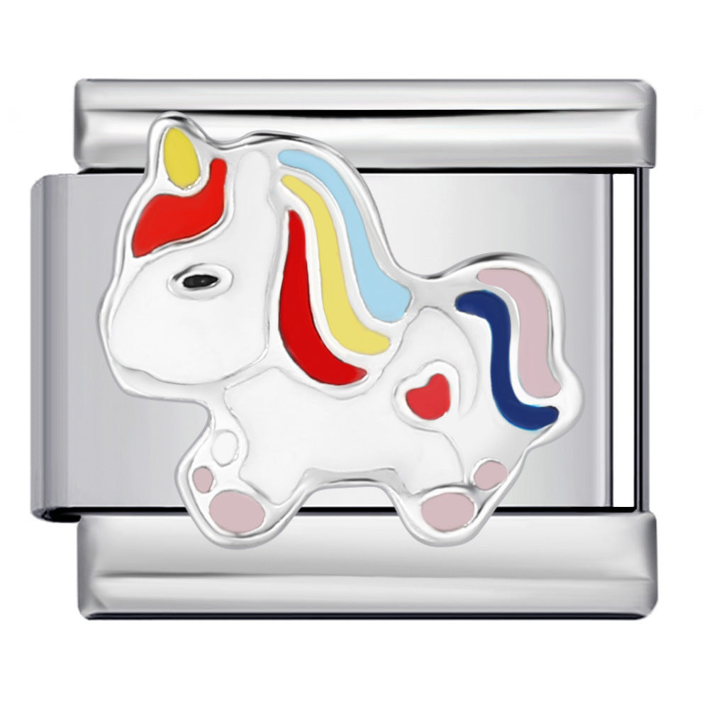 Wholesale  Italian module Pet Cat and Dog Series Titanium Steel Oil Drop Bracelet