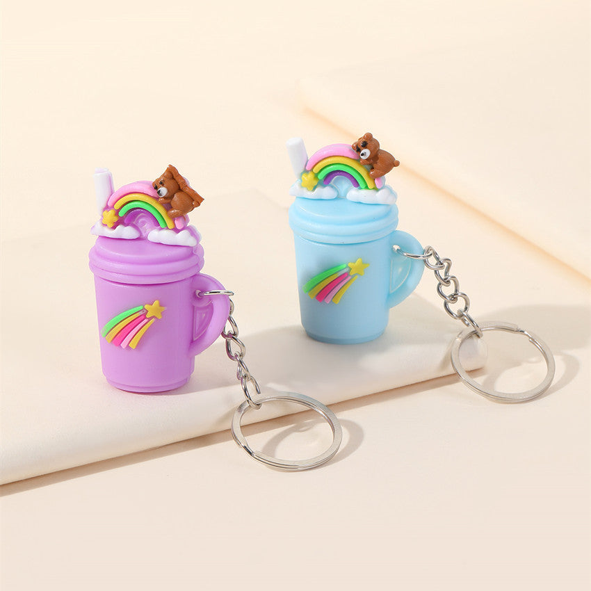 Wholesale PVC Rainbow Milk Tea Cup Keychains ACC-KC-RongRui002