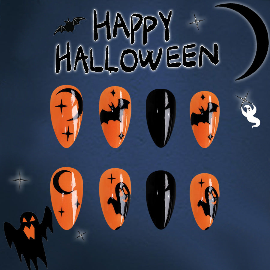 Wholesale 24 Pieces/box Halloween Horror Ghost Bat Press-on Nails Kits Nail Stickers ACC-NS-GuaiXL082