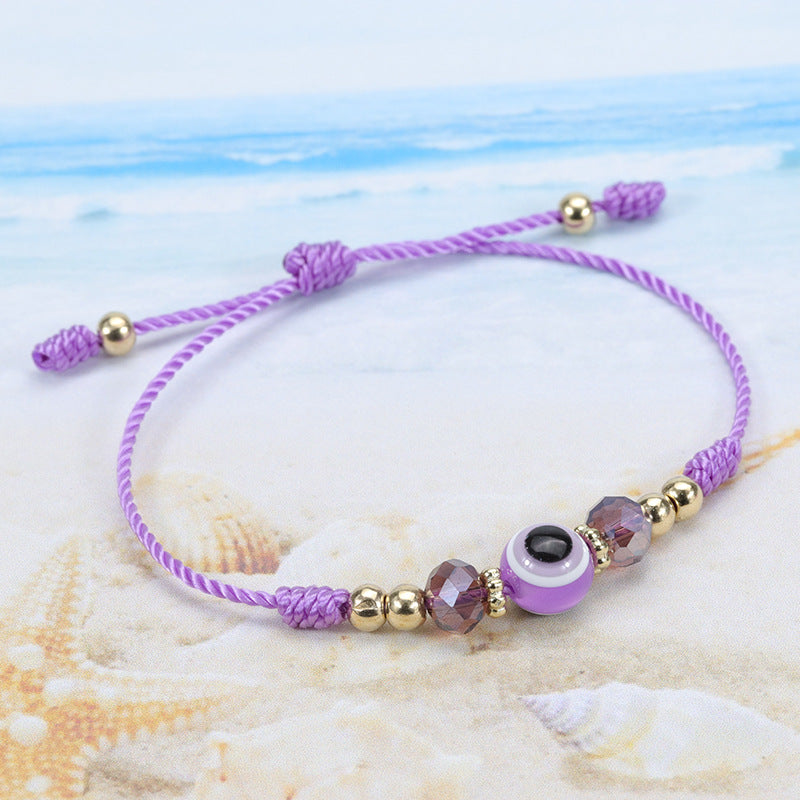 Wholesale Evil Eye Bracelet Crystal Beaded Bracelet Adjustable Braided Bracelet