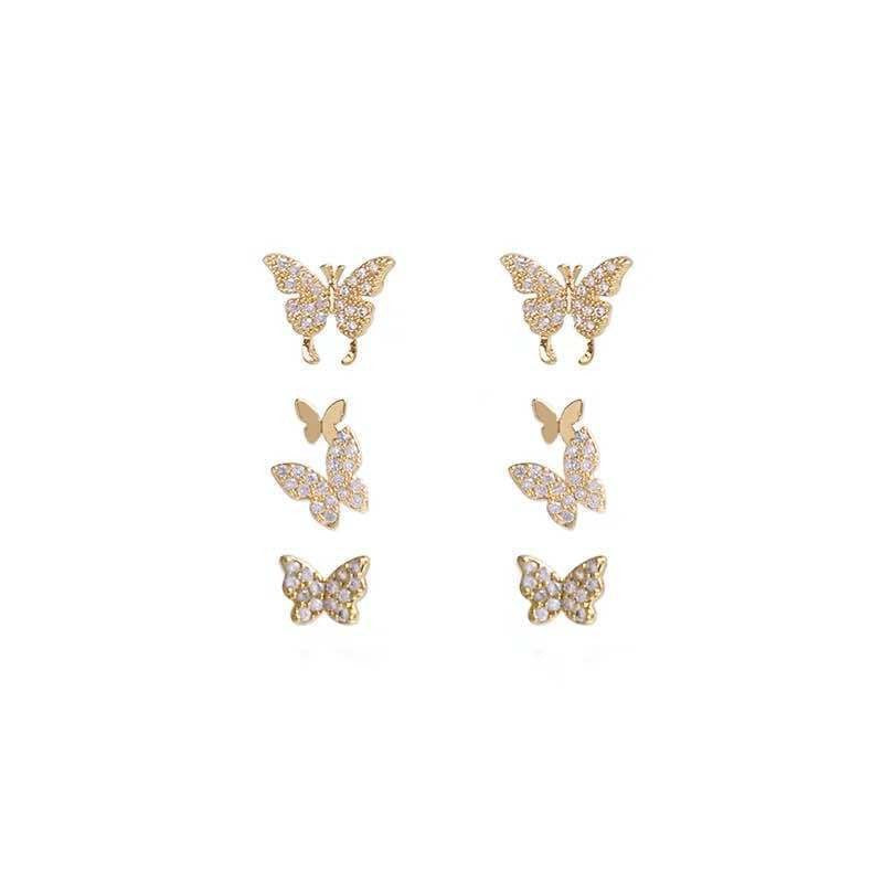 Wholesale  diamond butterfly  Bow  earrings