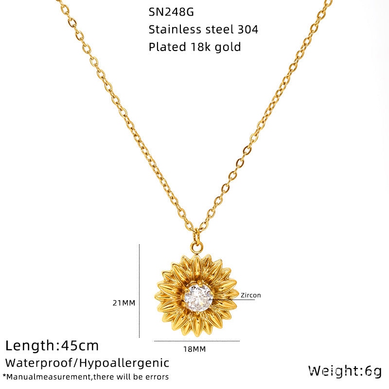 Wholesale Titanium Steel Sunflower Devil' s Eye Necklace Pendant for Everyday Wear Boutique Jewelry Accessory