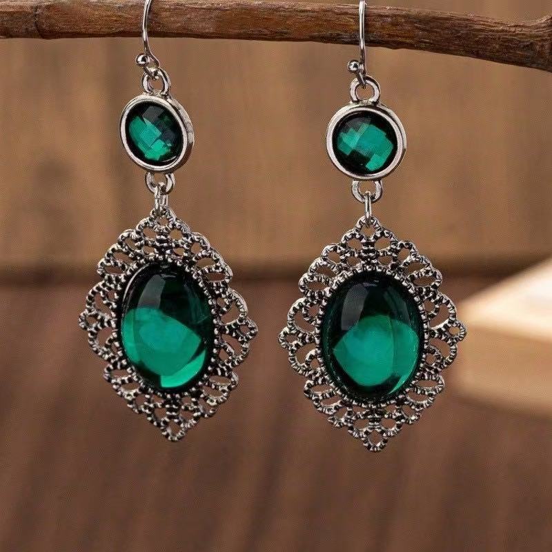 Wholesale Exaggerated Ethnic Gemstone Earrings,  Zinc Alloy Electroplated,  Jewelry Accessory