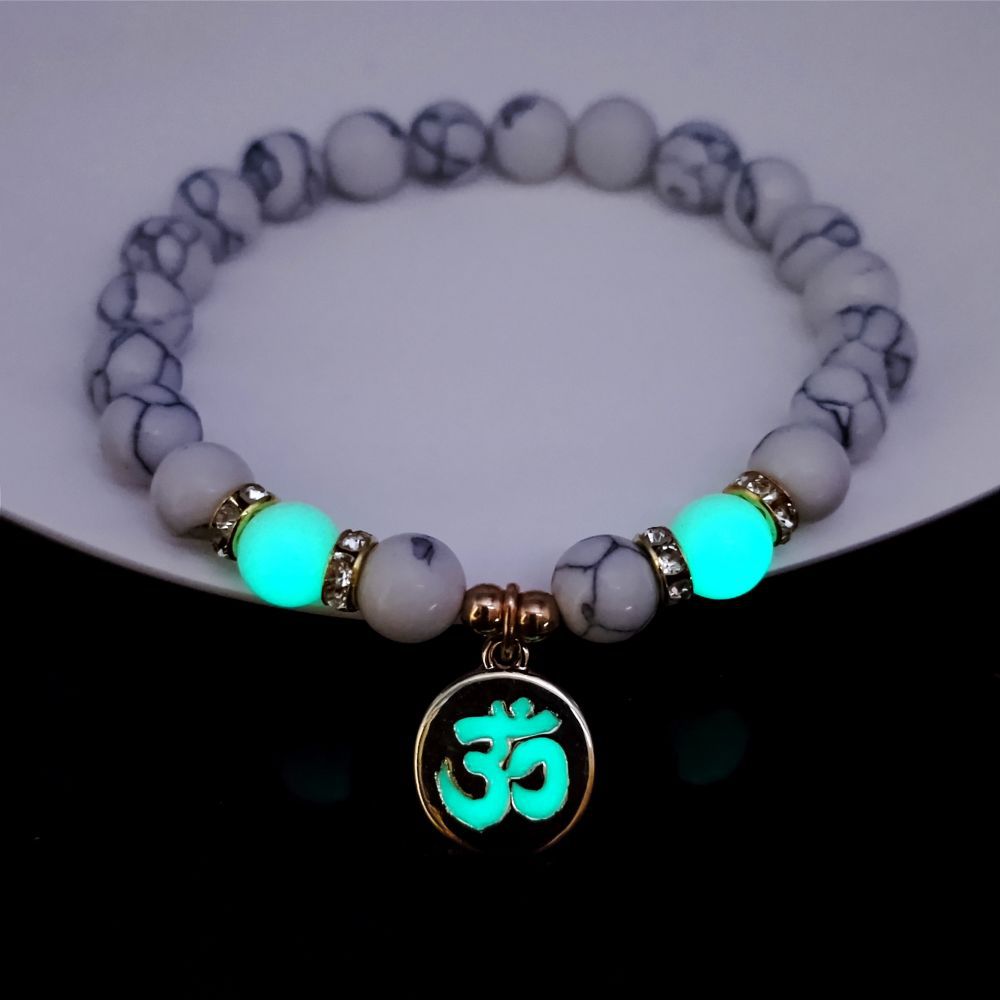 Wholesale  Letters Sanskrit Luminous Pendant Elastic Bracelet