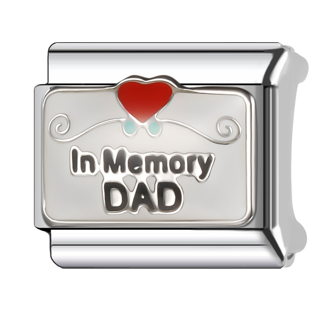 Wholesale Italian Charm Bracelet 9mm DIY Splicing English Series Stainless Steel Composable Bracelet