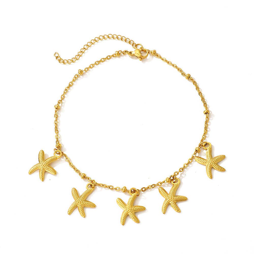 Wholesale Stainless steel anklet starfish bamboo anklet