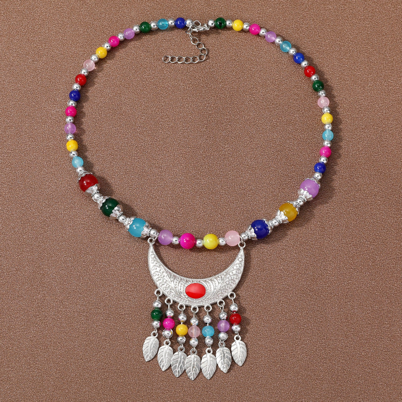 Wholesale Ethnic Style Crescent Leaf Forehead Chain Necklaces ACC-NE-Gumi004