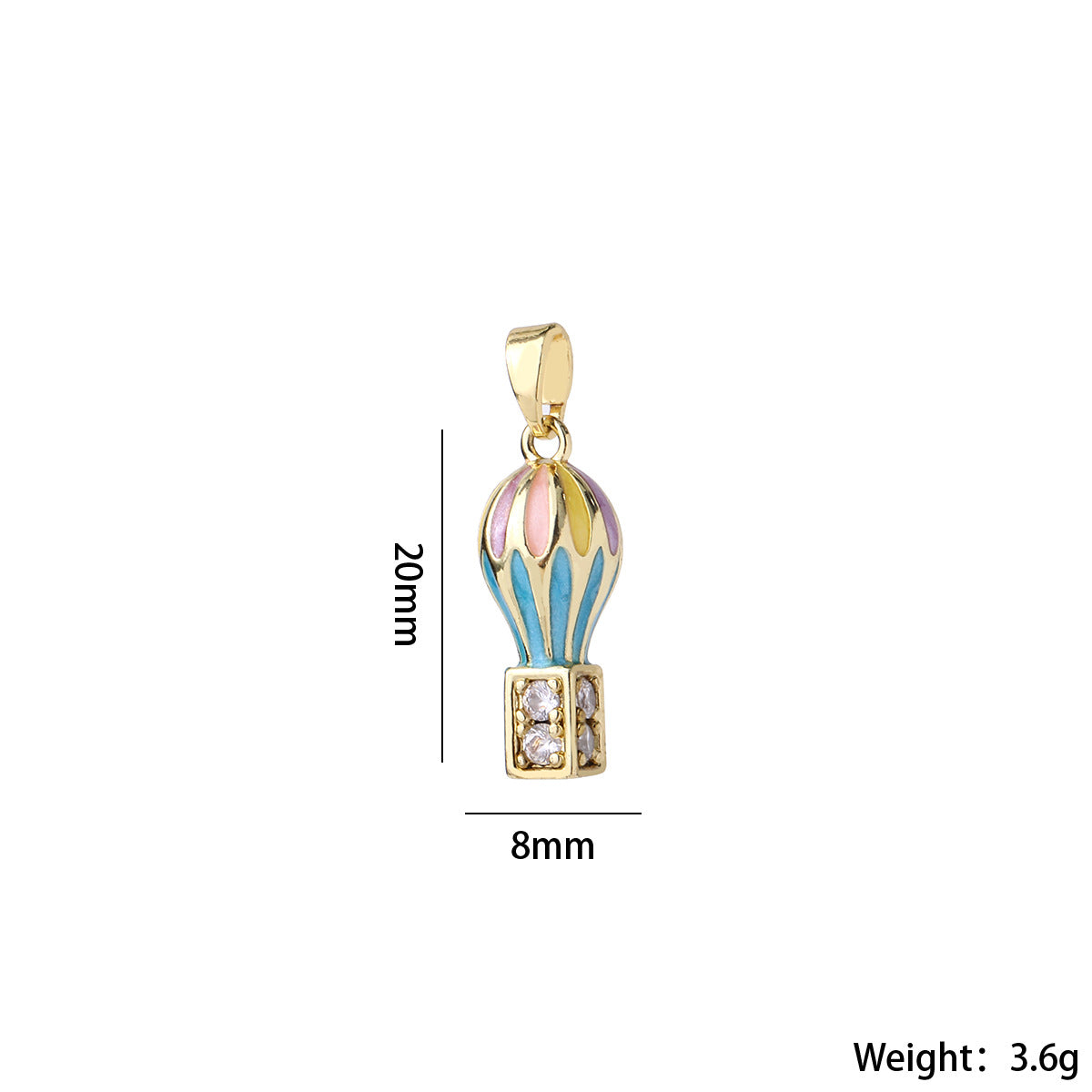 Wholesale Gold Plated Brass Rainbow Hot Air Balloon Pendant With Zircon DIY Necklace Making Jewelry Accessory Trendy Gift For Party