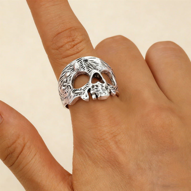 Wholesale Ancient Silver Gothic Skull Ring  Pirate Unisex Ring Fashion Jewelry Accessory