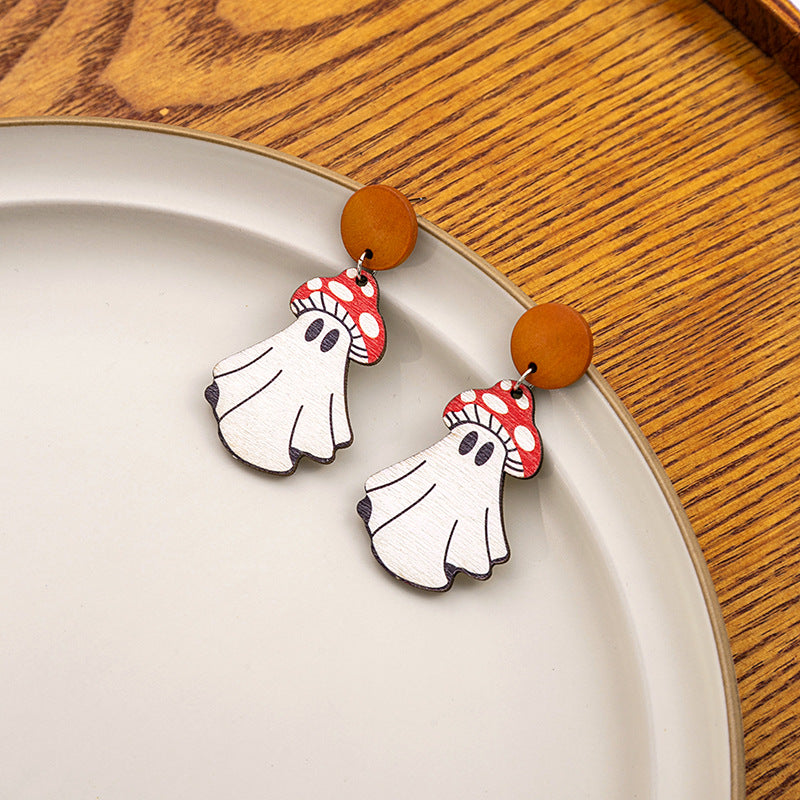 Wholesale Halloween Wood Funny  Earrings