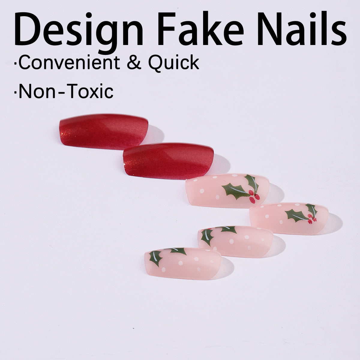 Wholesale 24 Pieces/  box Red mistletoe Nails Kits Nail Stickers